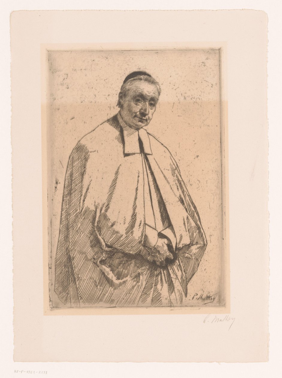Porträtt av en präst av Paul Mathey (signed by artist)