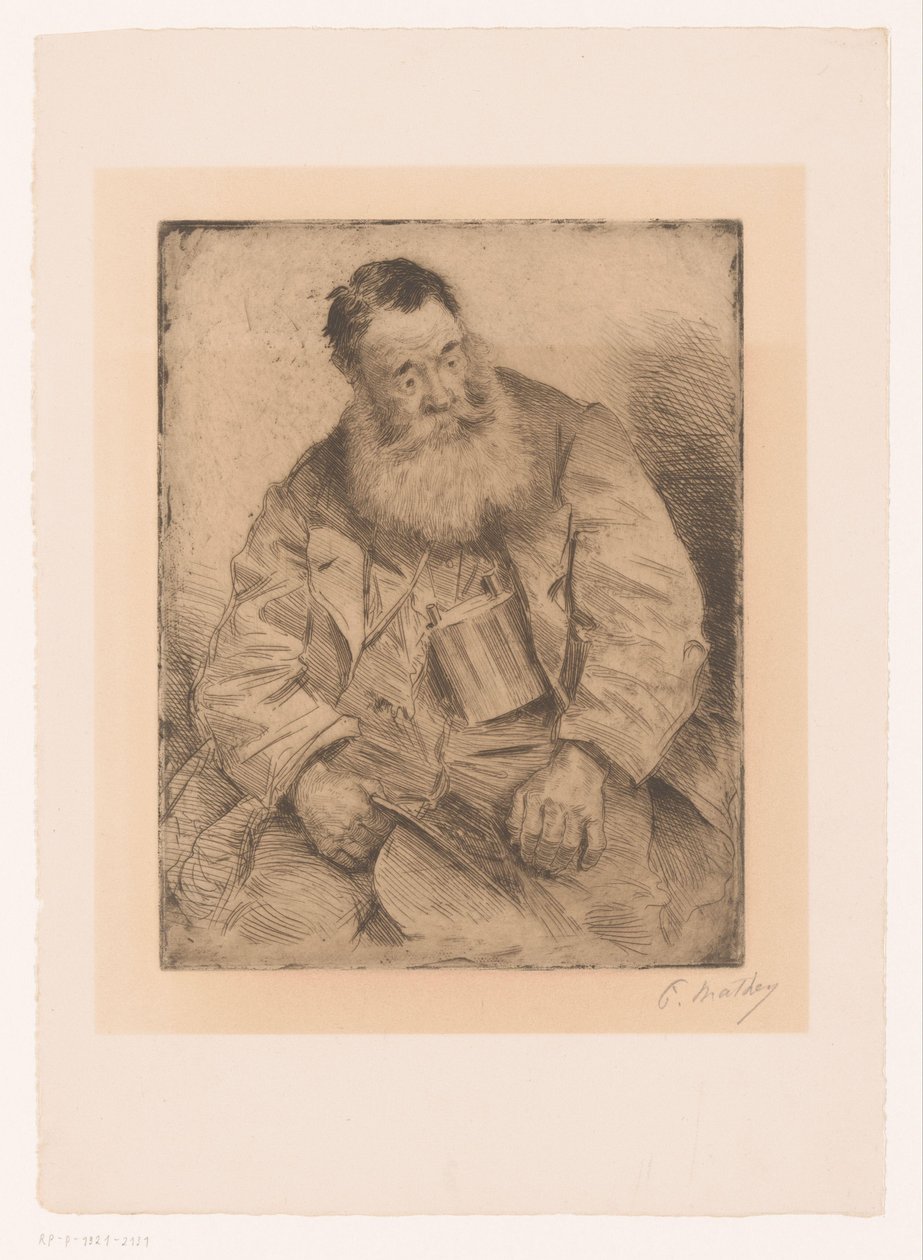 Porträtt av en sittande man med skägg av Paul Mathey (signed by artist)