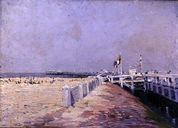 Den lilla stranden i Oostende (olja ombord) av Paul Mathieu