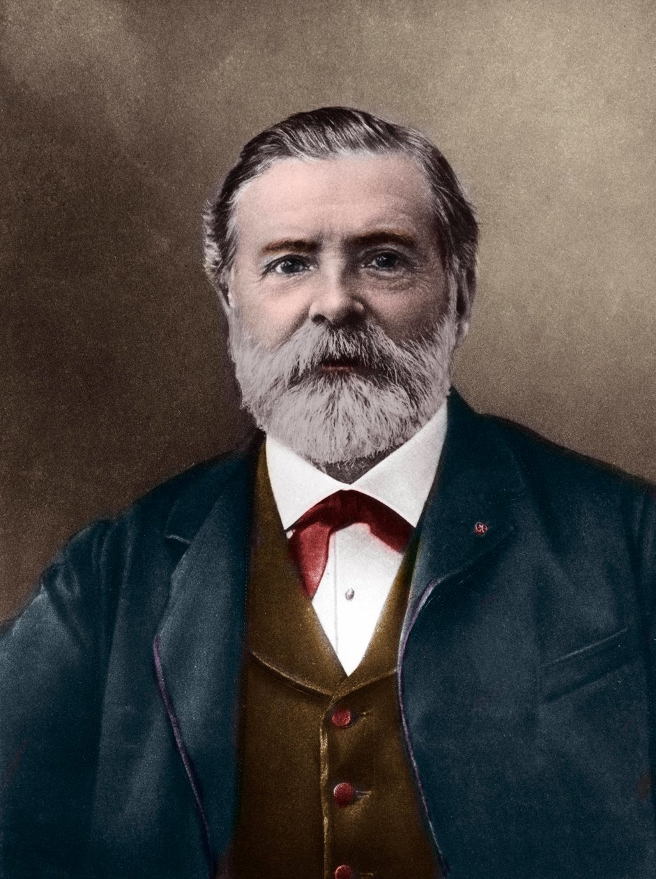 Porträtt av Etienne-Jules Marey (1830-1904); engelsk vetenskapsman och kronofotograf; uppfinnare av sfygmograf och en pionjär inom fotografi och film. Foto av Nadar, Paul (1856-1939). Digital färgläggning. av Paul Nadar