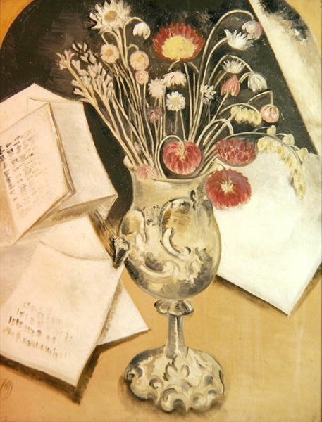 Bukett av blommor (olja på duk) av Paul Nash
