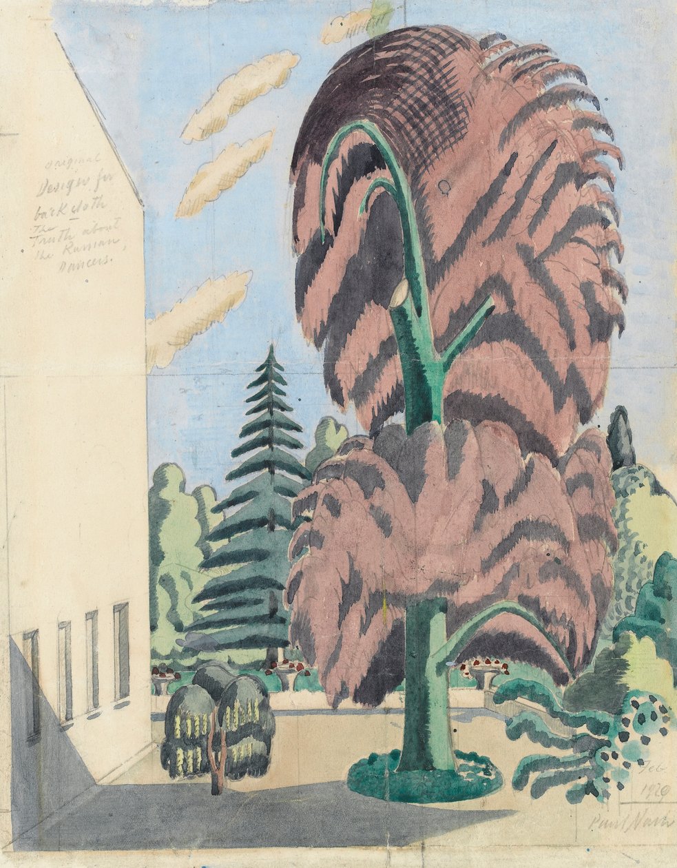 Design för backcloth, Sanningen om de ryska dansarna av Paul Nash