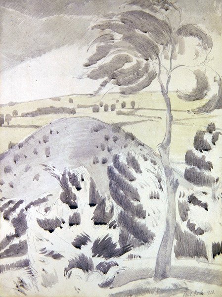 Kulle och träd av Paul Nash