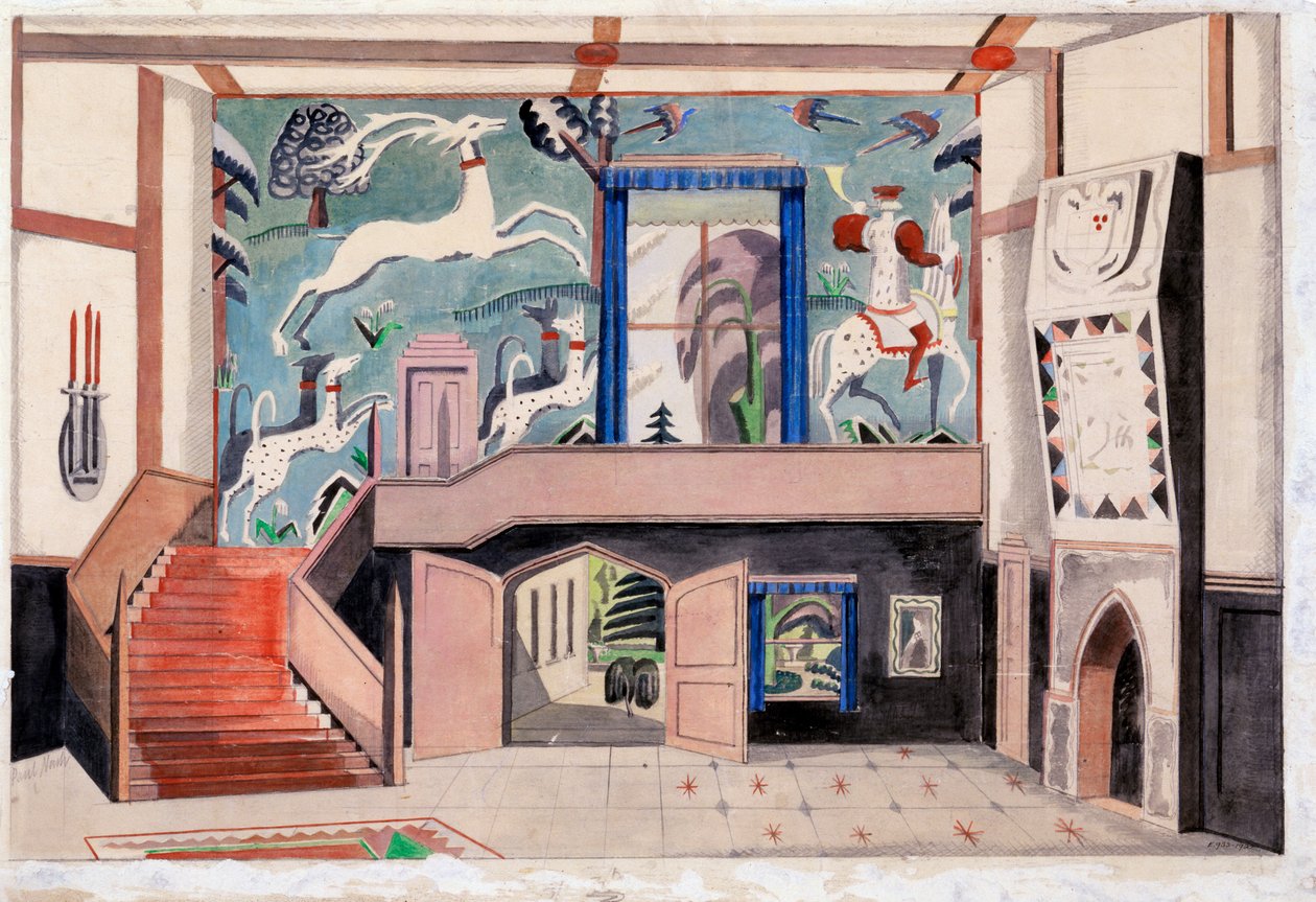 Inredning, ca 1920-30-talet (akvarell på papper) av Paul Nash