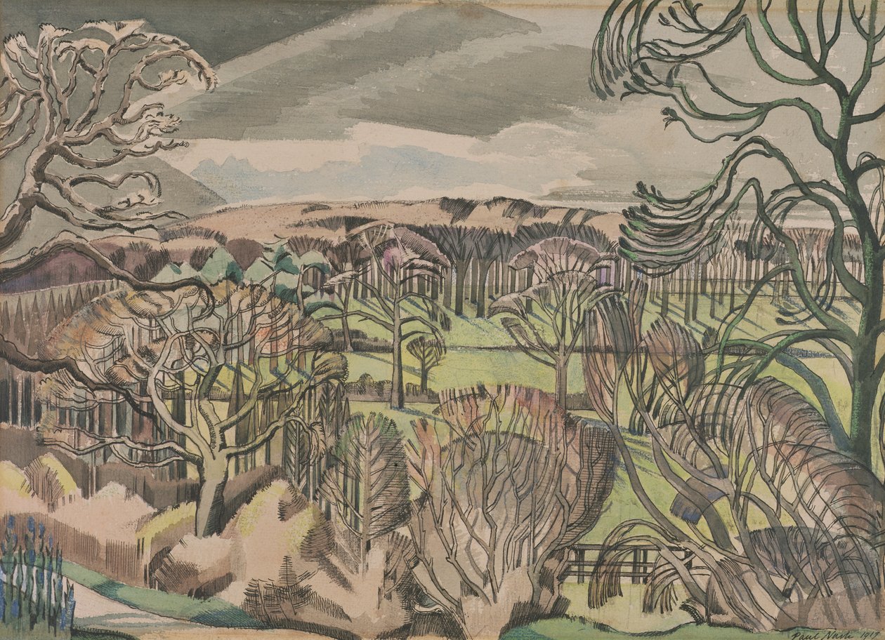 Landskap vid Fulmer, Buckinghamshire av Paul Nash
