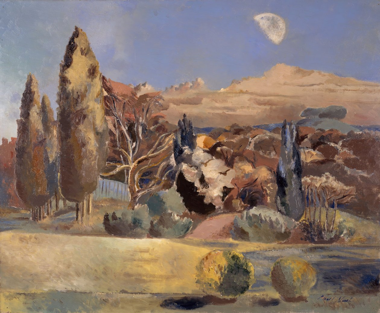 Landskap av månens första kvartal, 1943. av Paul Nash