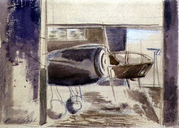 Long Nosed Blenheim (krita och akvarell på papper) av Paul Nash