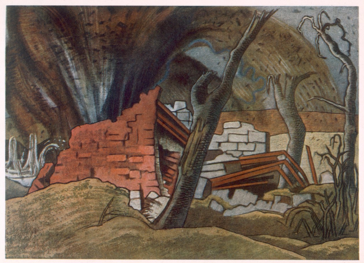 Shell Bursting, från brittiska artister vid fronten, fortsättning på västfronten, del tre, Paul Nash av Paul Nash