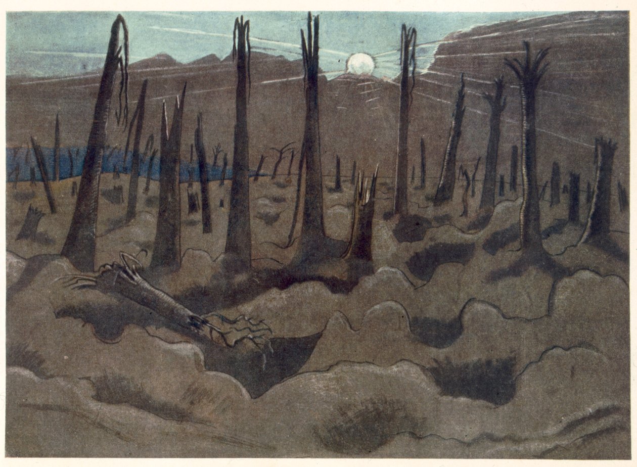 Sunrise, Inverness Copse, från brittiska artister vid fronten, fortsättning på västfronten, del tre, Paul Nash av Paul Nash