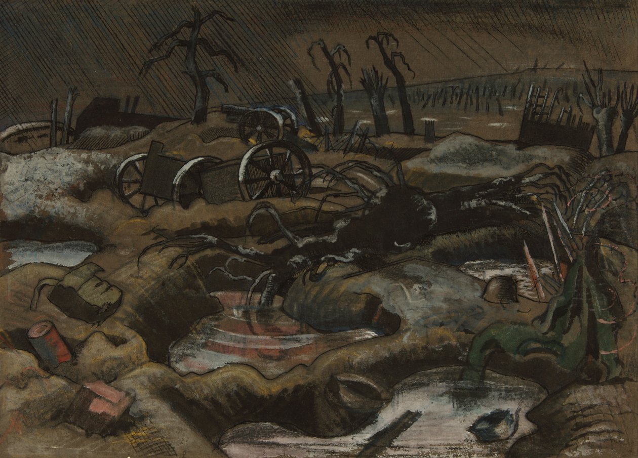 The Field of Passchendaele, ca 1917 (penna och bläck med akvarell på papper) av Paul Nash