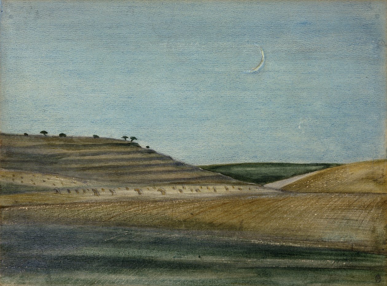 Their Hill (penna, färgkrita och akvarell) av Paul Nash