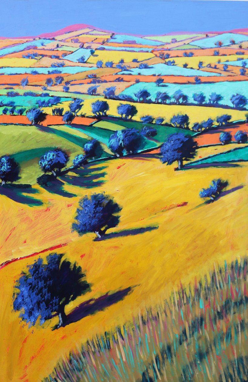 Cotswold Valley, 2021 (akryl på kartong) av Paul Powis