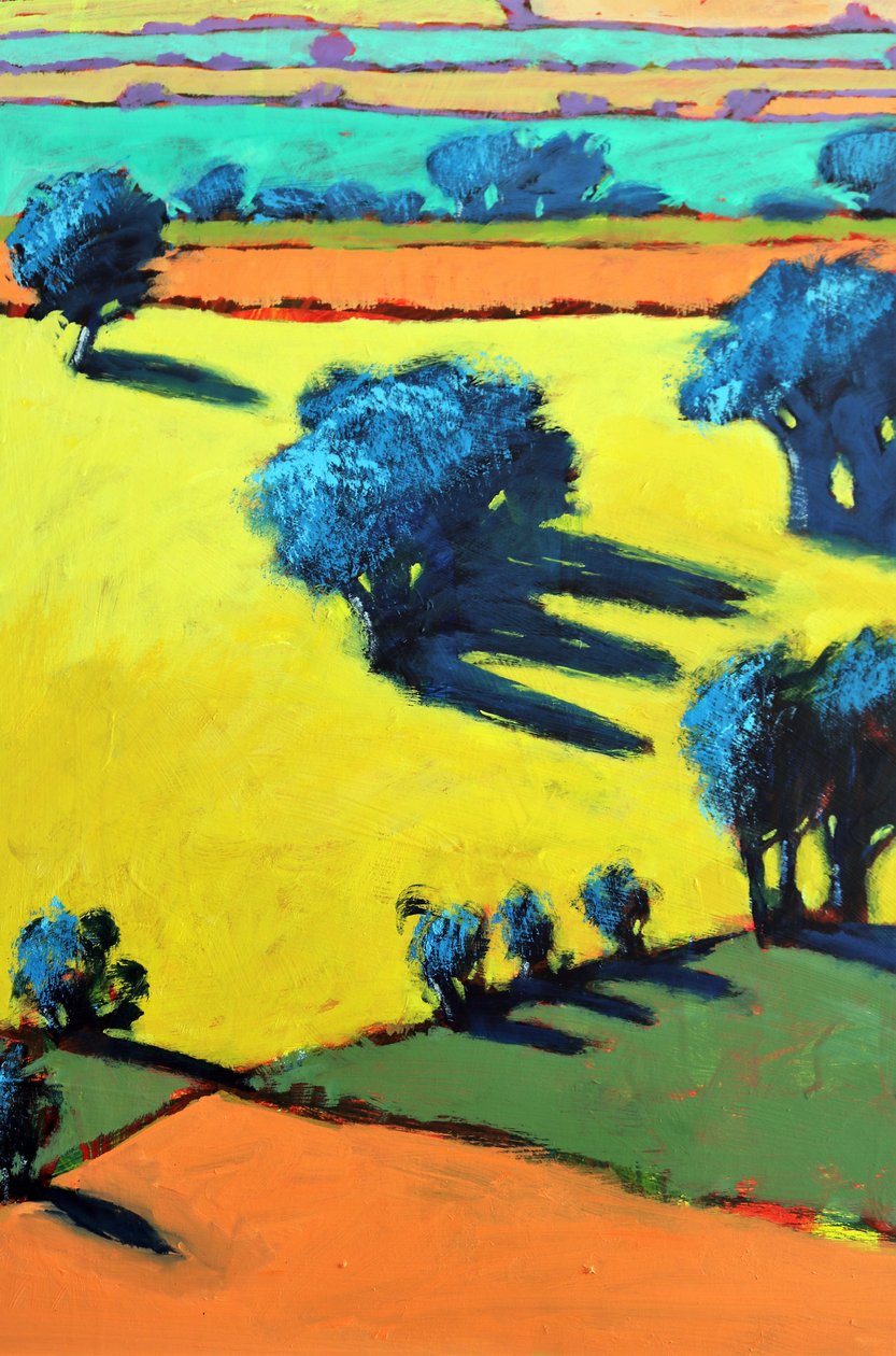 Cotswold Way närbild 4 (akryl ombord) av Paul Powis