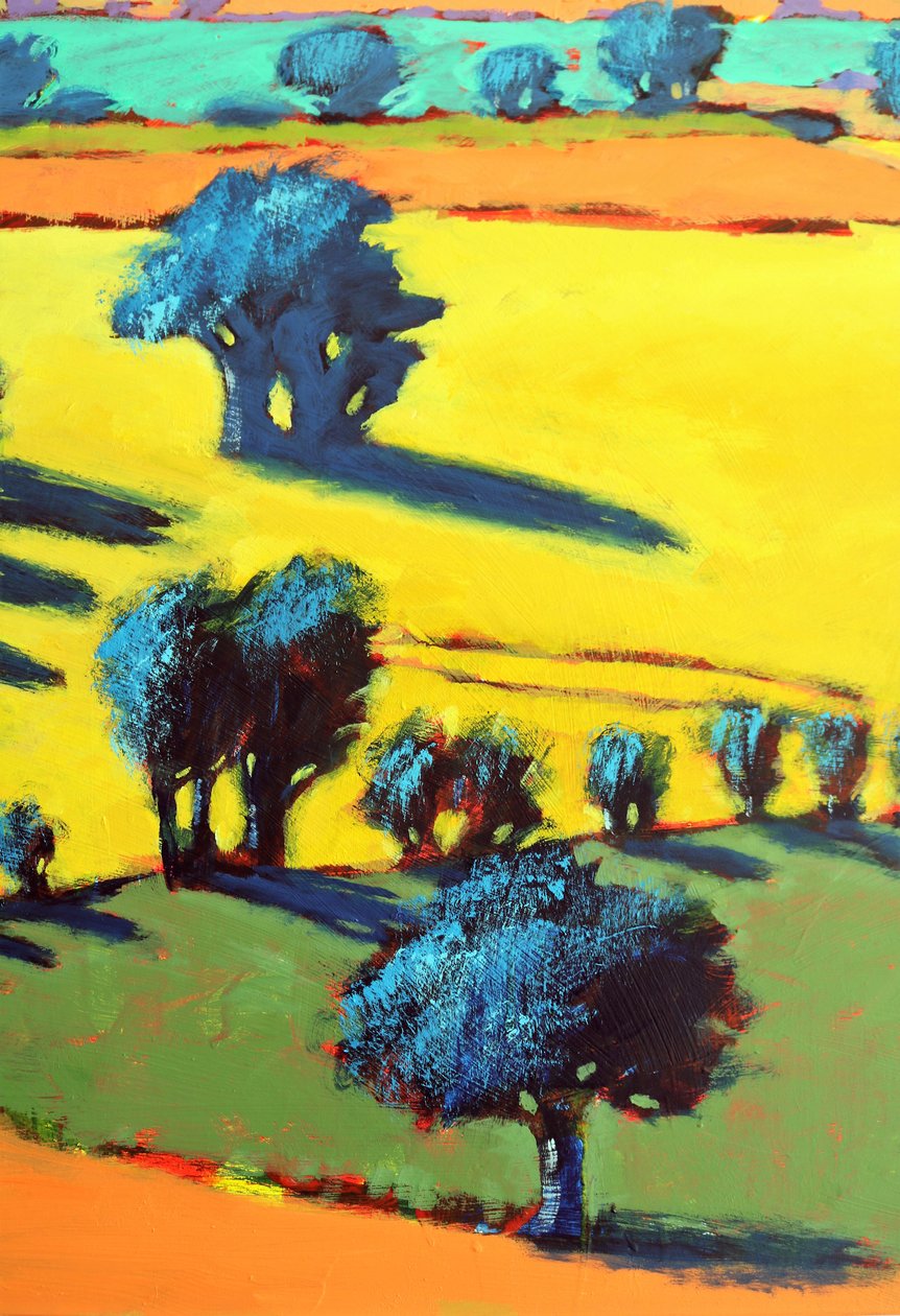 Cotswold Way närbild 5 (akryl ombord) av Paul Powis