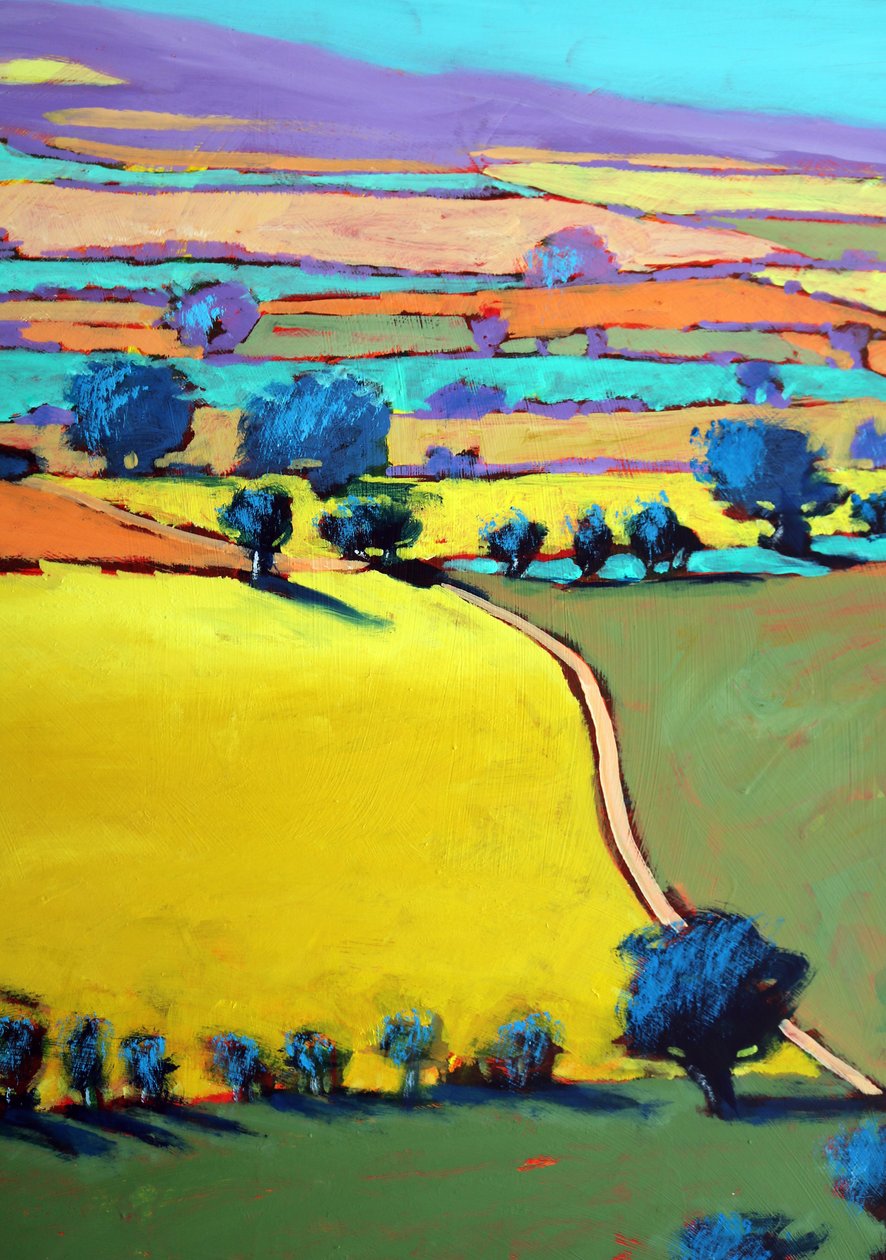 Cotswold Way närbild 7 (akryl ombord) av Paul Powis