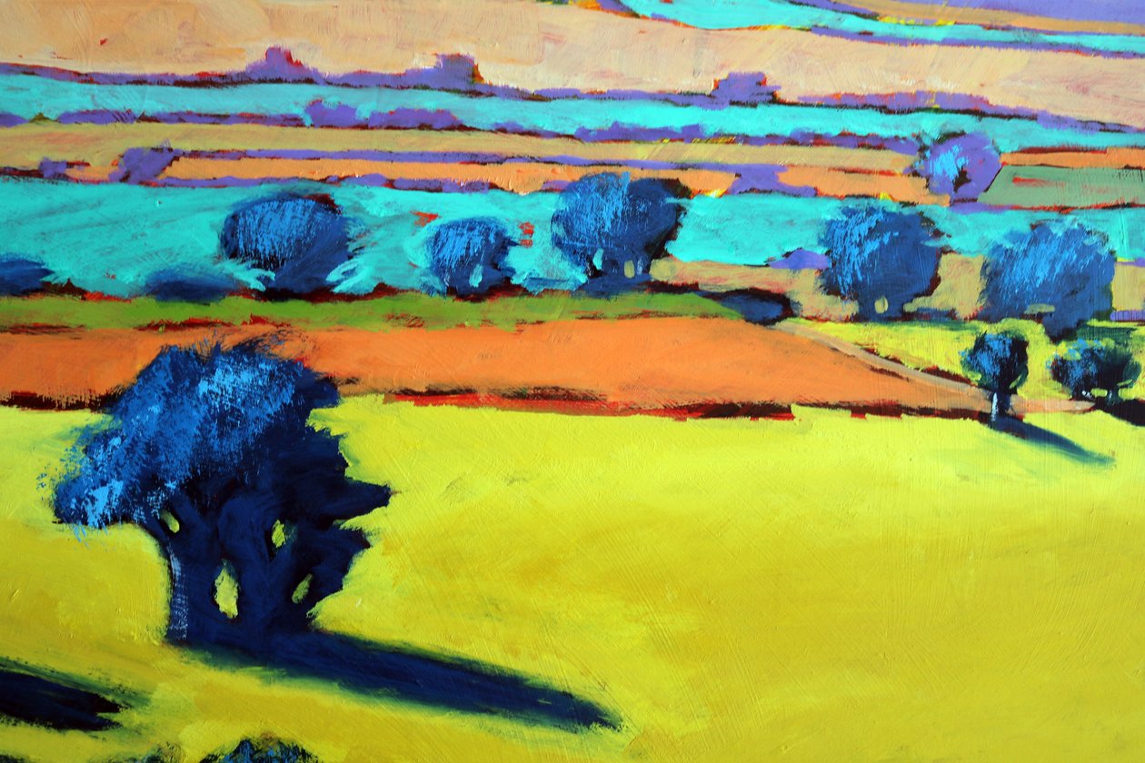 Cotswold Way närbild 9 (akryl ombord) av Paul Powis