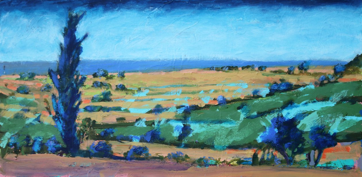 Devon Coast, 2021 (akryl på kartong) av Paul Powis
