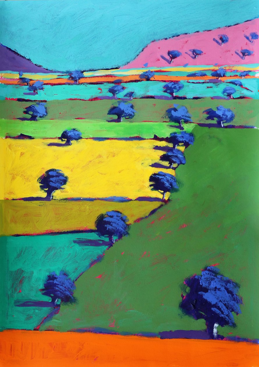 Hollybush, 2021 (akryl på papper) av Paul Powis