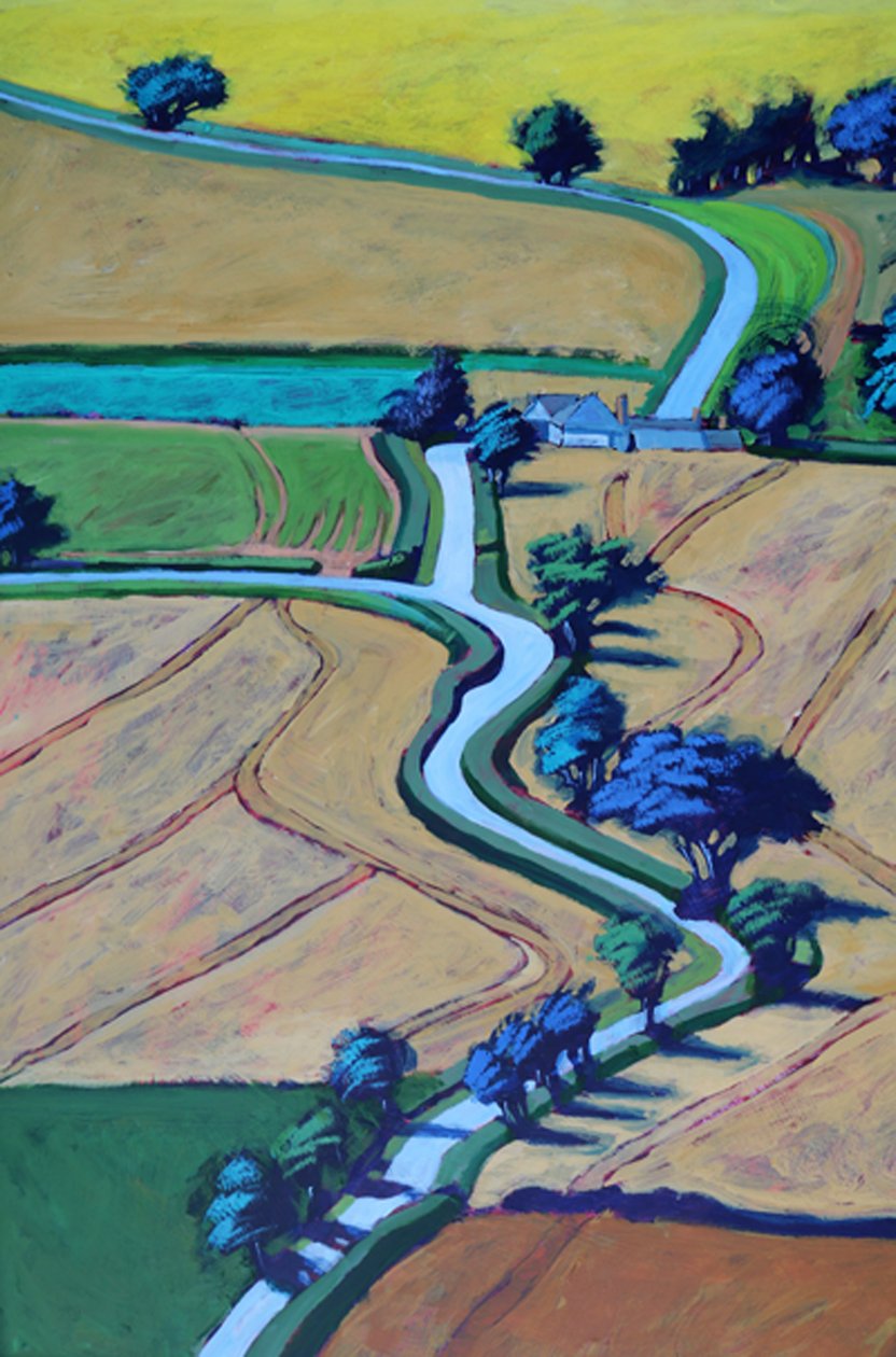 Lane på sommaren närbild (akryl ombord) av Paul Powis
