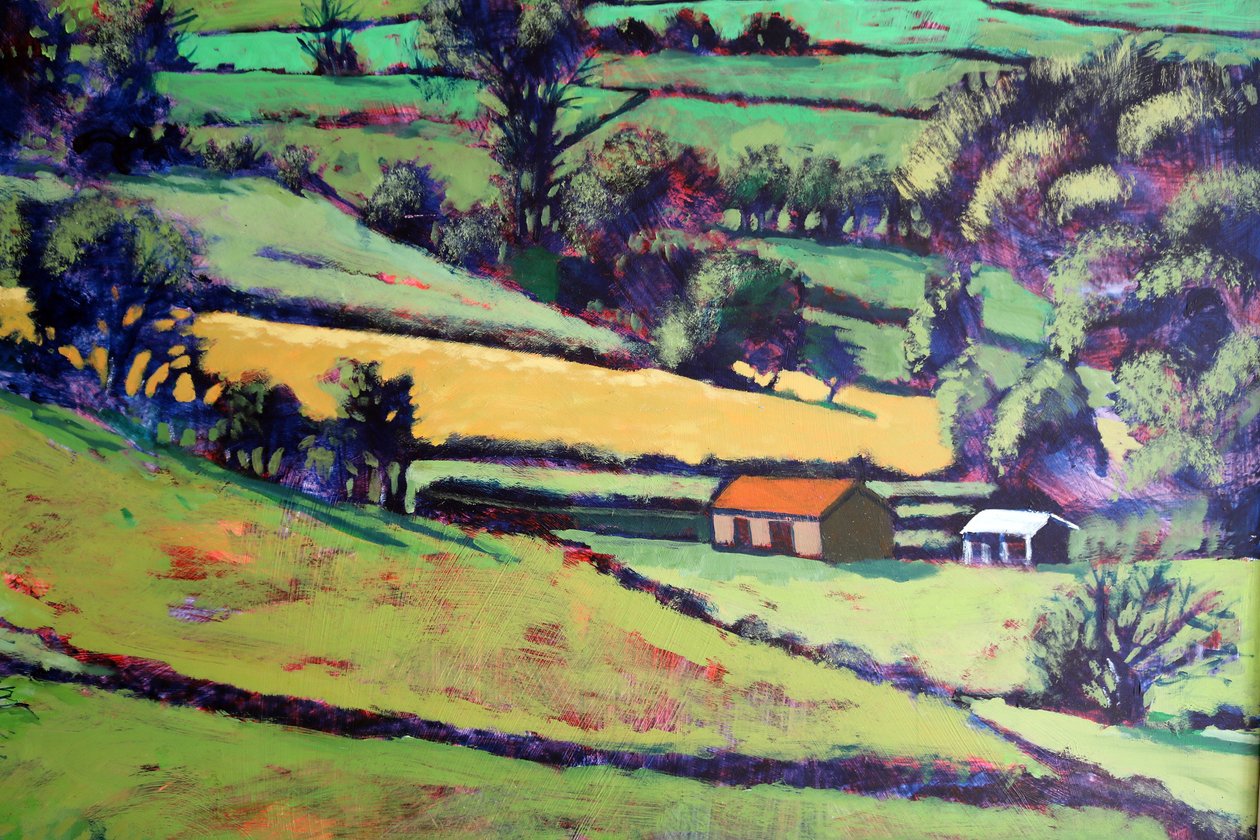 Pentre close up, 2019 (akryl ombord) av Paul Powis