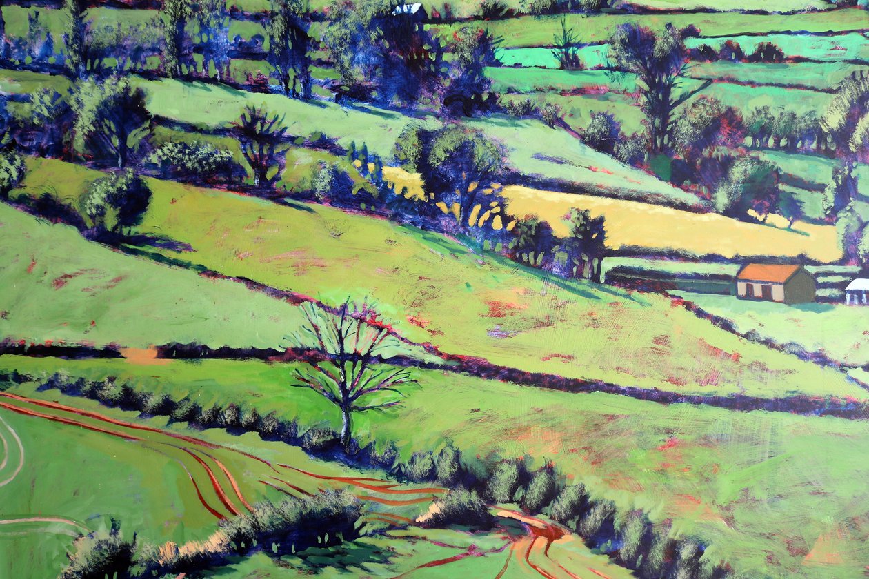 Pentre close up 2, 2019 (akryl ombord) av Paul Powis