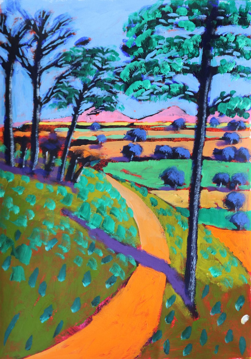 Swineyard Hill, 2021 (akryl på papper) av Paul Powis