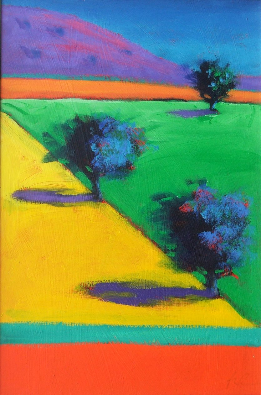 Yellow Field (akryl ombord) av Paul Powis