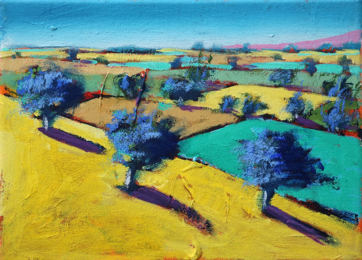 Yellow Hill, 2021 (akryl på duk) av Paul Powis