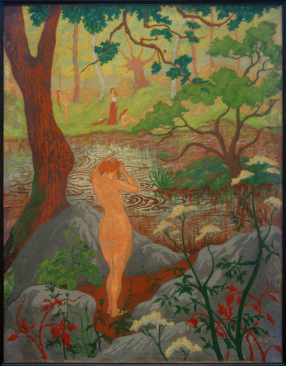Nakenfrisör vid dammen av Paul Elie Ranson