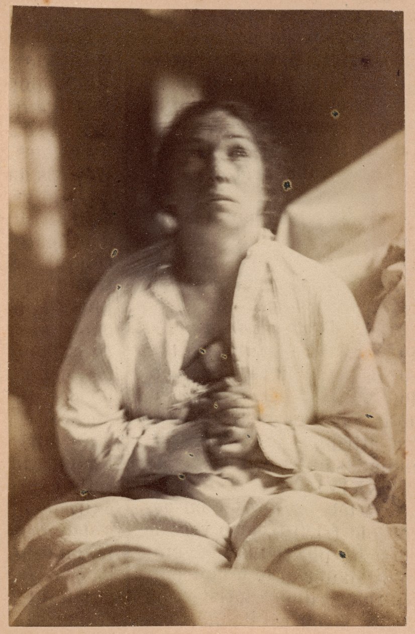 Hysterisk epilepsi, anfall, slutfas, extas, illustration från "Iconographie Photographique de La Salpetriere" av Bourneville et P. Regnard, platta XXII, Paris, 1876 (albumenprint) av Paul Regnard