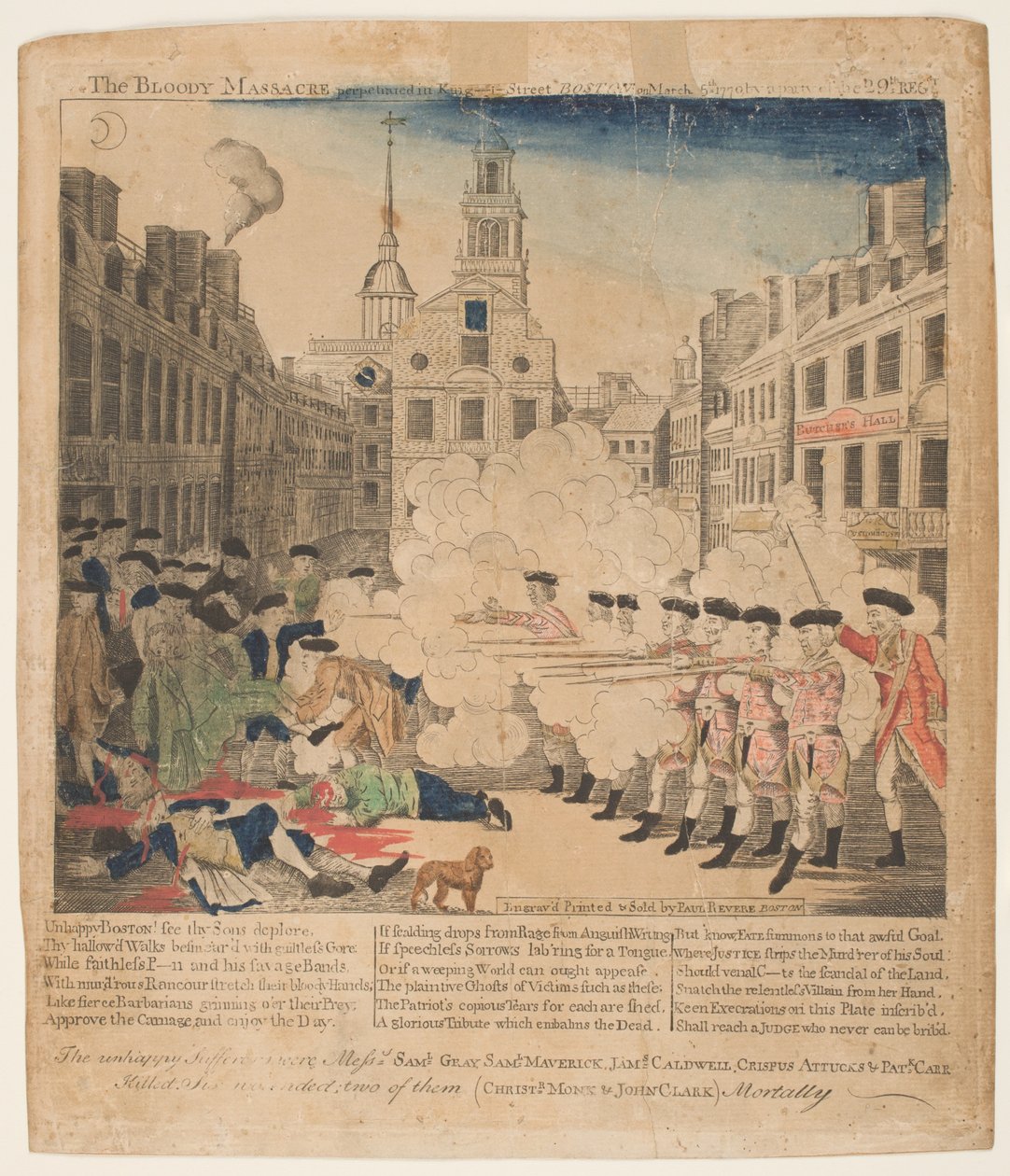 Bostonmassakern, 5 mars 1770 av Paul Revere