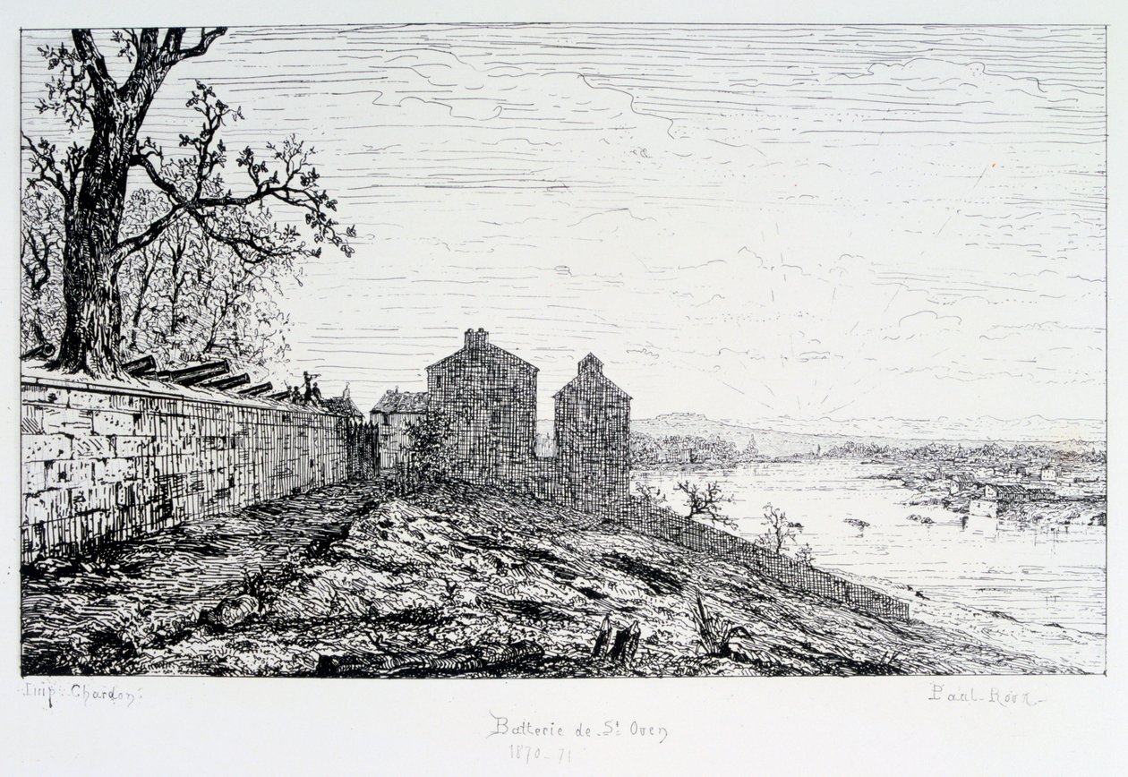 Batteriet vid St Ouen, belägringen av Paris, 1870-1871 av Paul Roux