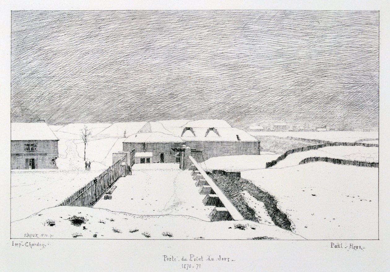 Porte du Point du Jour, belägringen av Paris, 1870-1871. av Paul Roux