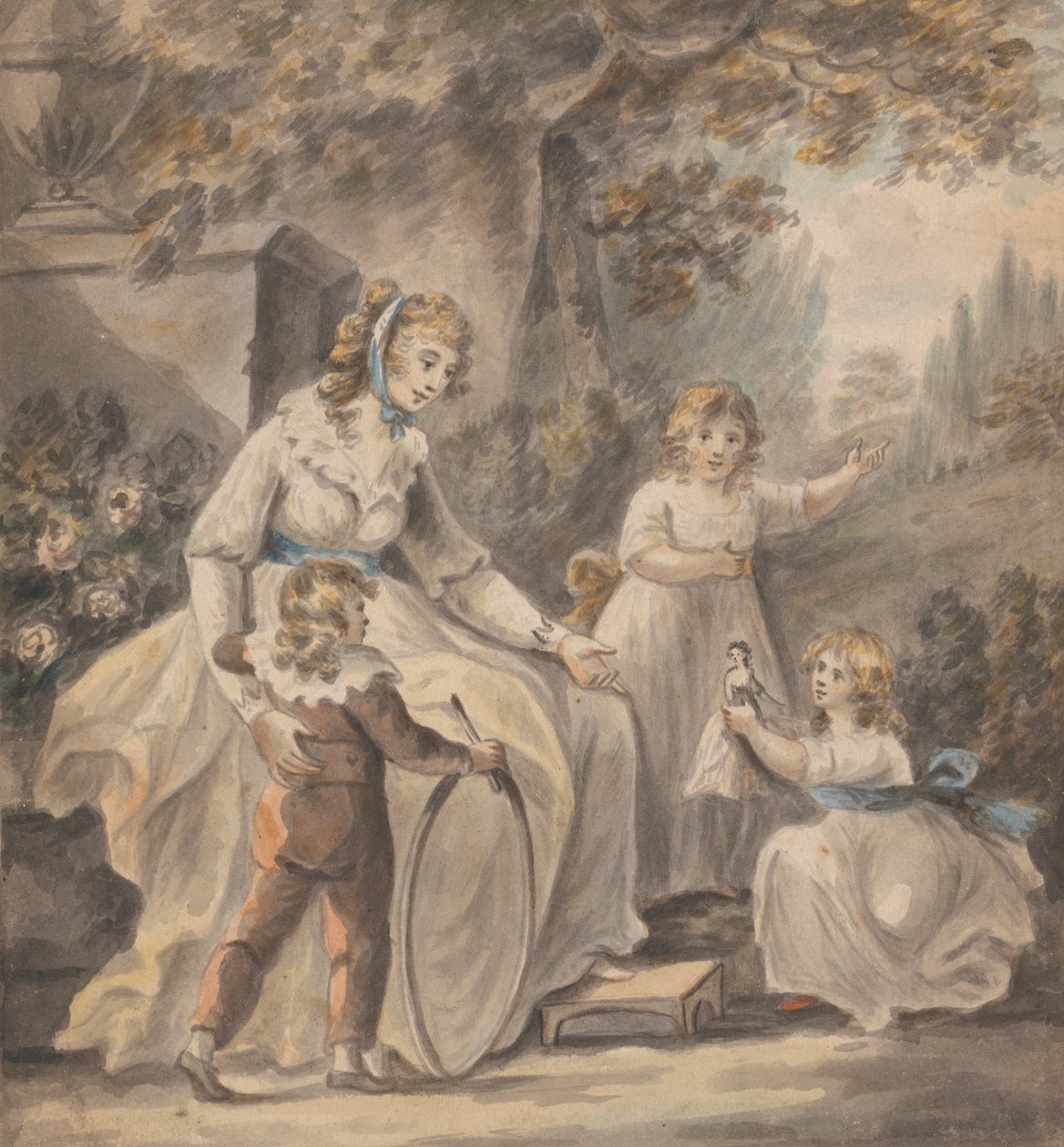 En sjuksköterska med tre barn av Paul Sandby