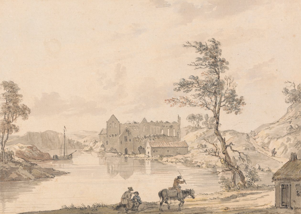 Askeaton Abbey nära Limerick, Irland vid floden Deel av Paul Sandby