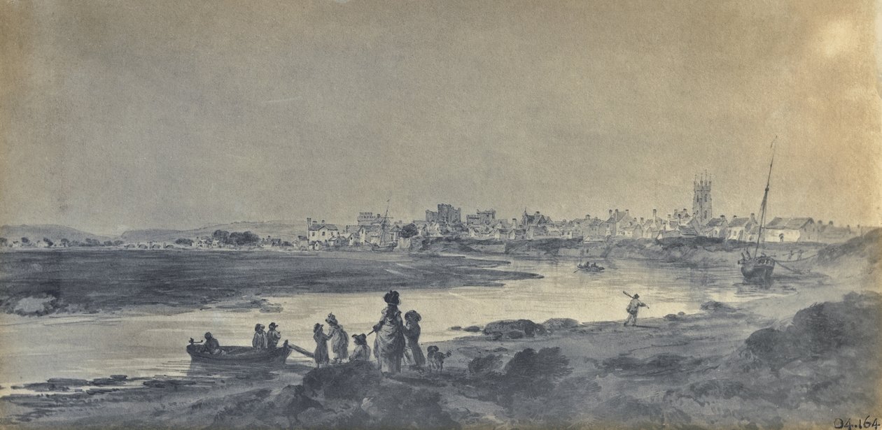 Cardiff from the South (penna  tusch och lavering på papper) av Paul Sandby