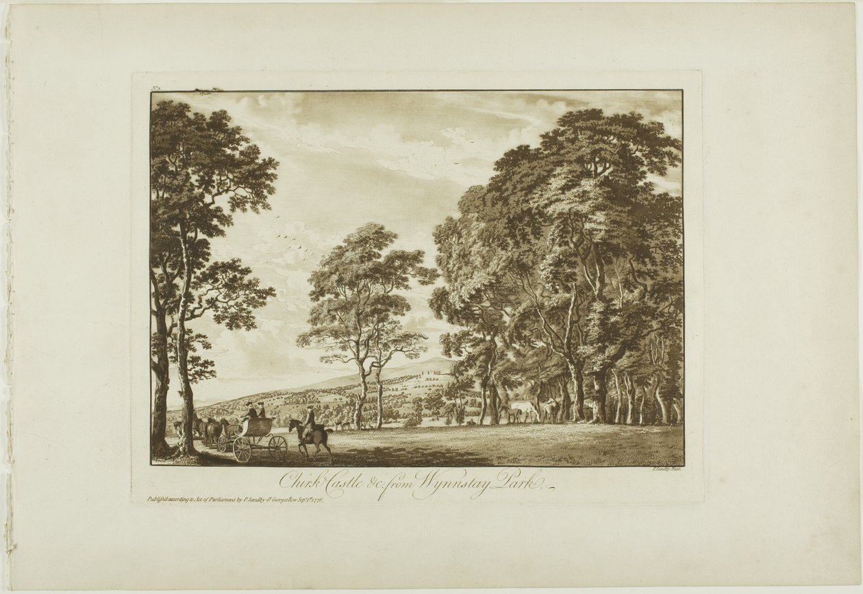 Chirk Castle och ca. från Wynnstay Park av Paul Sandby