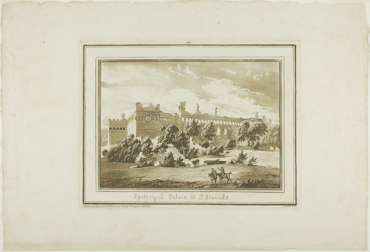 Episcopal Palace at St. Davids, plansch tolv från Twelve Views in South Wales av Paul Sandby