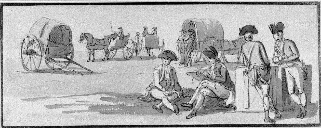 Infanteriofficerare vilar i Hyde Park, 1780 av Paul Sandby