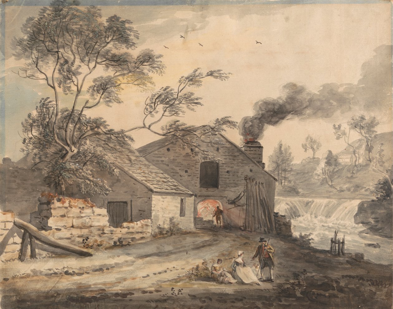 Iron Forge vid floden Kent, Westmorland av Paul Sandby