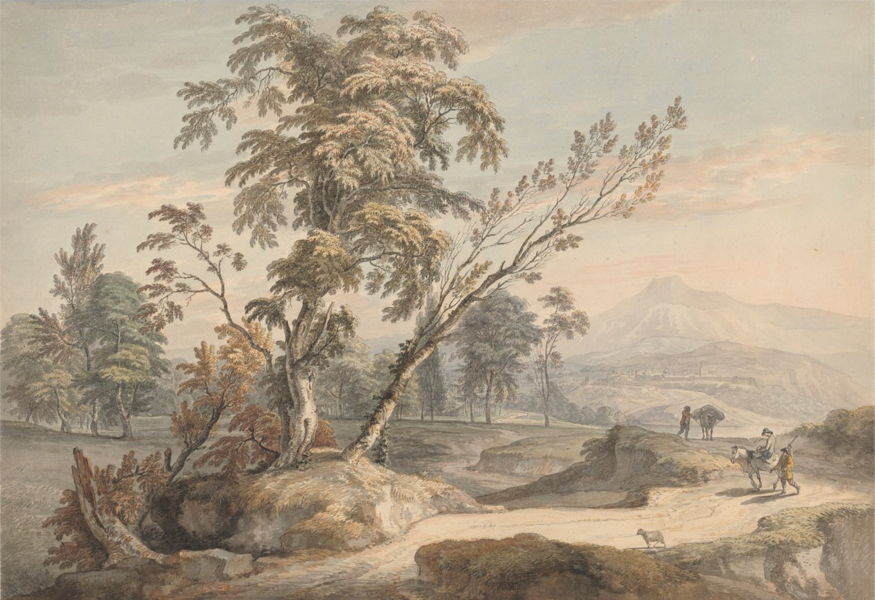 Italienskt landskap med resenärer nr. 2 av Paul Sandby