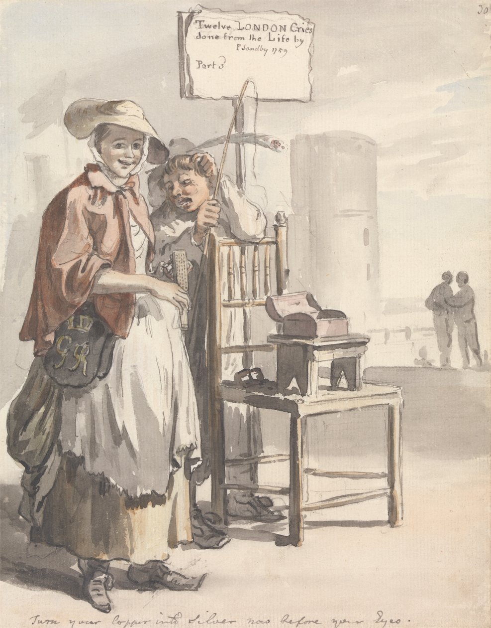 London Cries: "Turn your Copper into Silver Now before Your Eyes" (Titelsidesdesign) av Paul Sandby