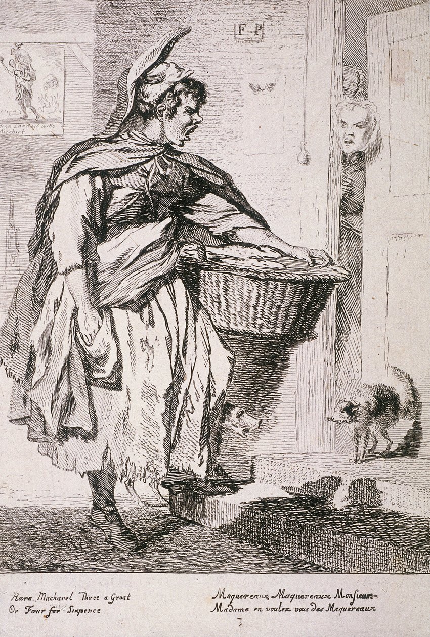 Makrillförsäljare, Cries of London, 1760 av Paul Sandby