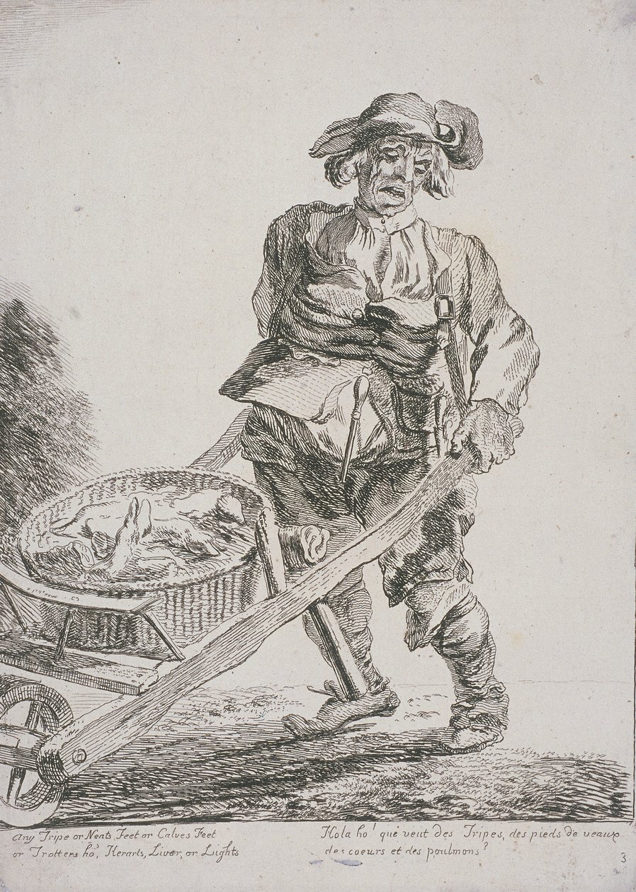 Slaktavfallsförsäljare, Cries of London, 1760 av Paul Sandby