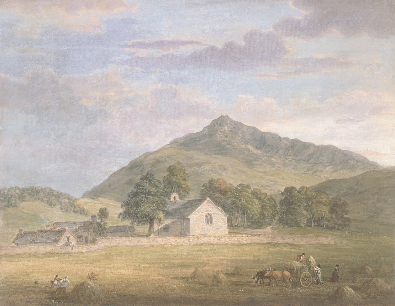 PD.2-1967 Höstning i Dolwyddelan nedanför Moel Siabod, norra Wales, ca 1776-86 (wc och gouache över blyerts på papper) av Paul Sandby