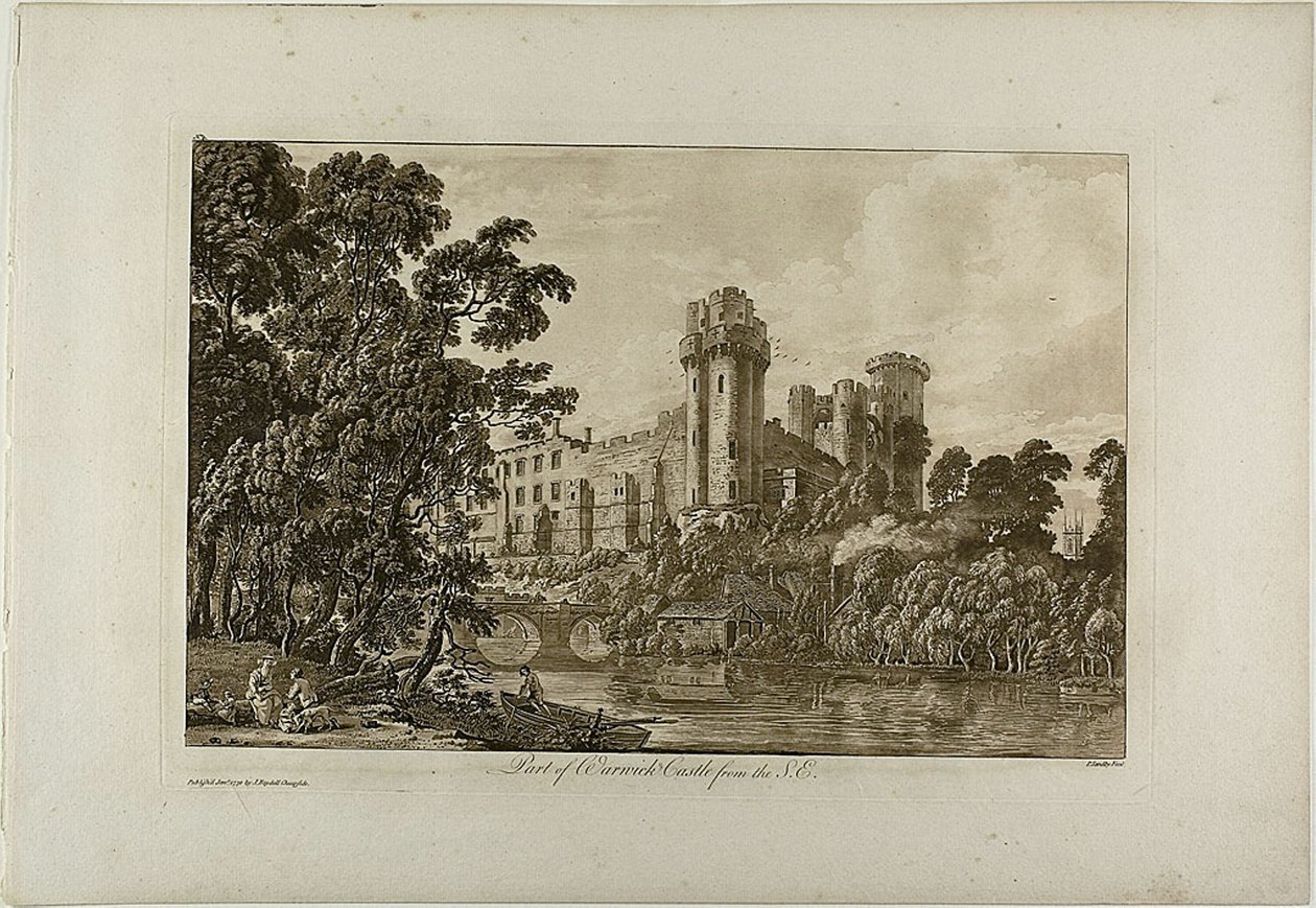 En del av Warwick Castle från sydost, skylt 4 av Paul Sandby