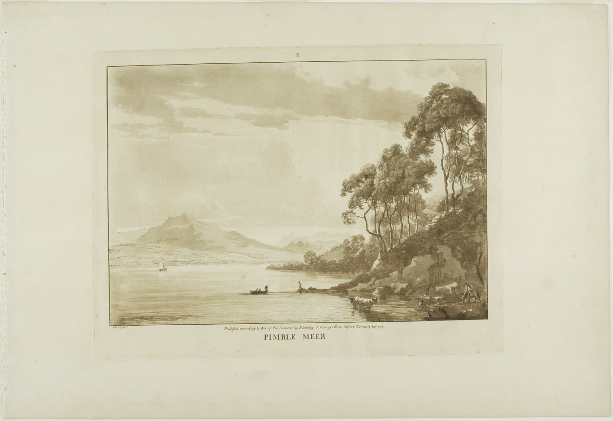 Pimble Meer, plansch tio från Twelve Views in Wales av Paul Sandby