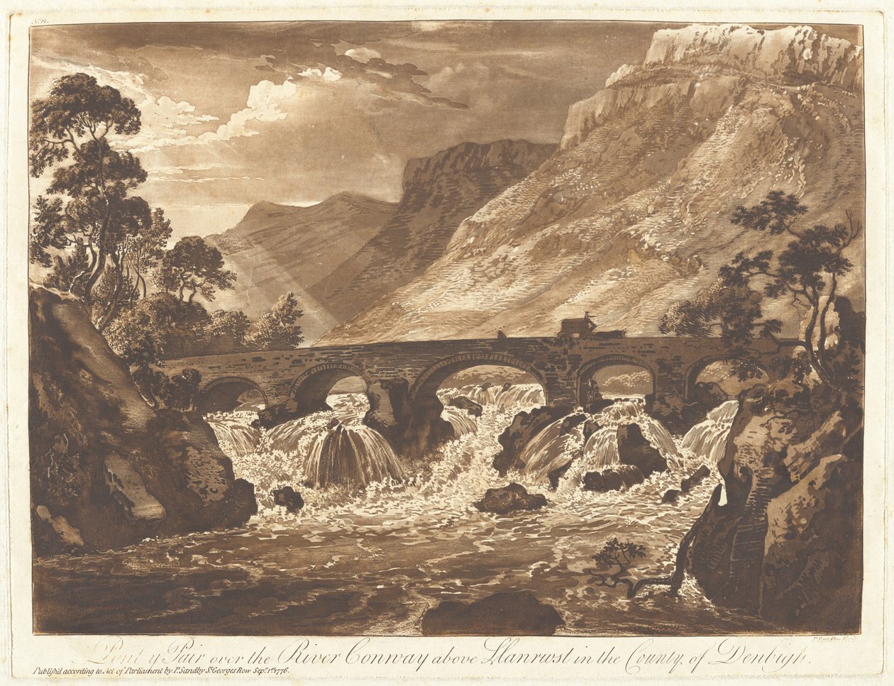 Pont-y-Pair över floden Conway ovanför Llanrwst i grevskapet Denbigh av Paul Sandby
