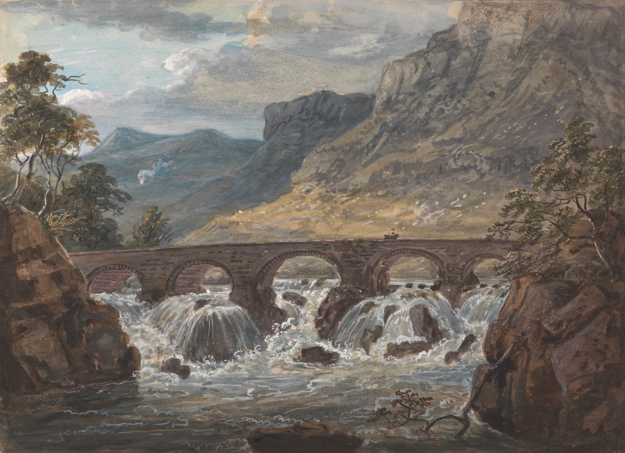 Pont-y-Pier nära Llanroost, Denbighshire av Paul Sandby