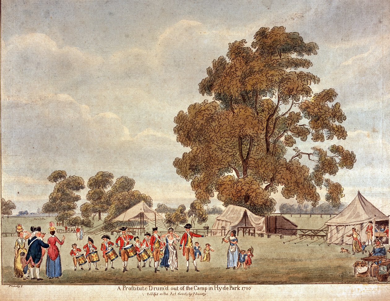 ?Prostituerad trumma ut ur lägret i Hyde Park?, 1780 av Paul Sandby